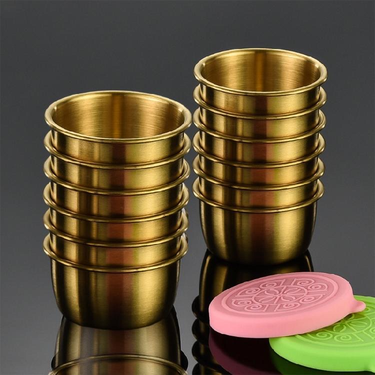 6Pcs Multipurpose 304Stainless Steel Condiment Holders Condiment Cups Snacks Container with Lid for Meal Organization