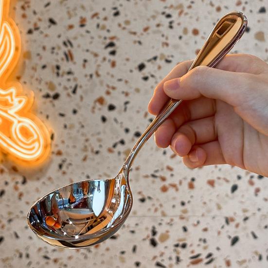 1/2Pcs Stainless Steel Spoon Ergonomic Handle Mirror Polished Design Fruit Spoon