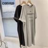Kurzarmkleider Damen Sommer Große Größen Mittellanges T-Shirt Kleid Knielanges lässiges langes Kleid