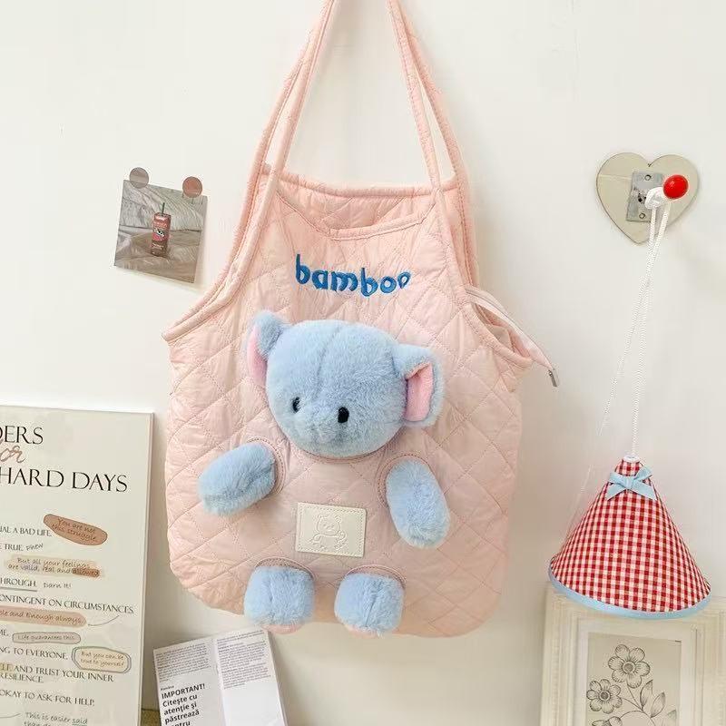 Panda Bjørn Elefant Plysjdukke Enkel Skulder Underarmsveske Romslig Oppbevaring