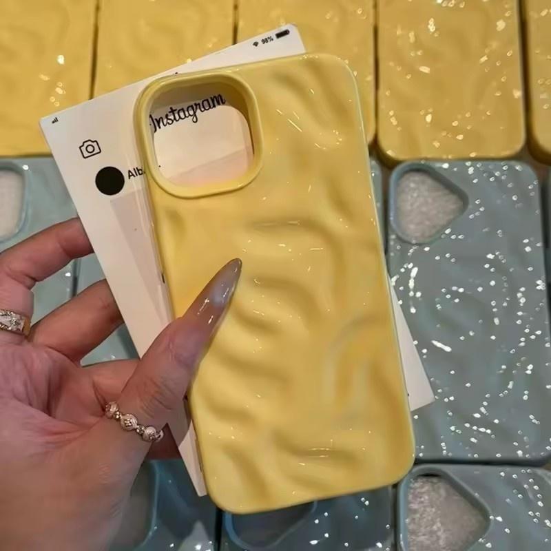 Candy Soft Silicone Wave Fold Pattern Phone Case For iPhone 11 12 13 14 15 16 Pro Max X XR XS 8 7 Plus Shockproof Bumper Cover