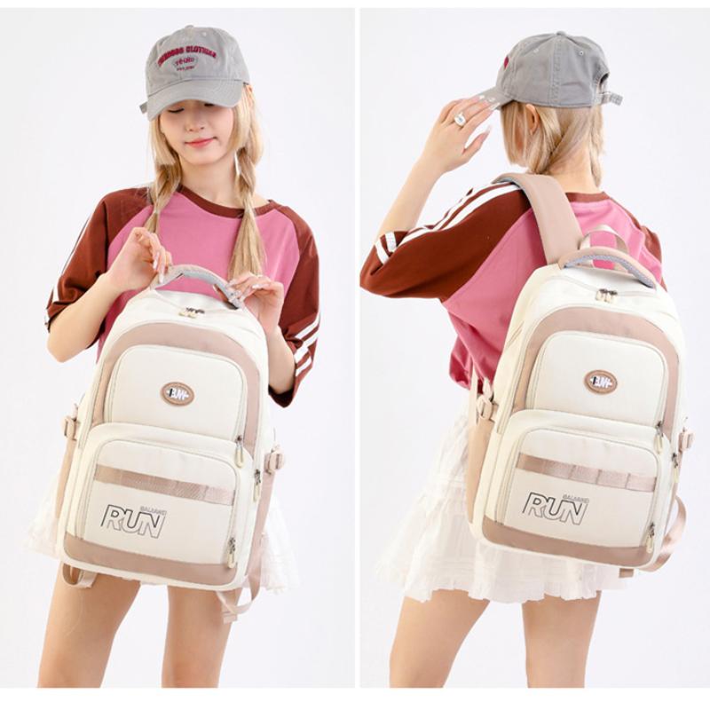 BAIJIAWEI 2025 New Fashionable Contrasting Color Schoolbags Junior High School Students Large Capacity Backpack Simple Letters Teenager Light Book Bag