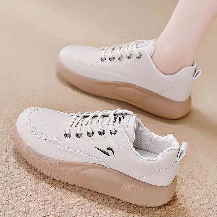 Women's Retro Training Running Shoes with Casual Leather Top All-match Platform Sneakers