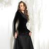 2025 Spring Women's Long Sleeve Round Neck Patchwork Dress - Solid Color