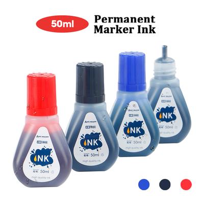 1box 50ml Permanent Marker Ink,Oily Quick-Drying Waterproof And Non-Fading,Non-Erasable Marker Ink Refill,Red Blue Black