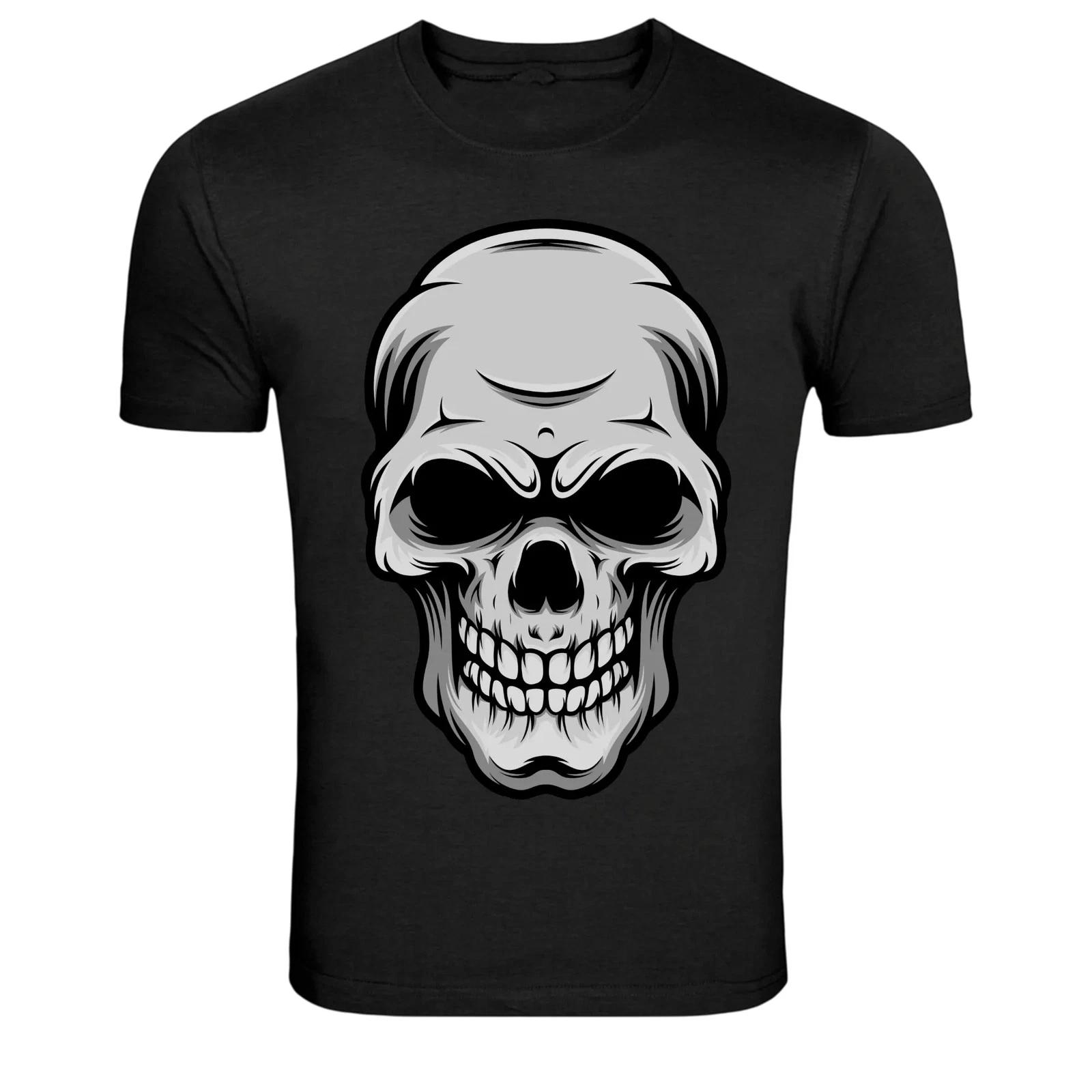 Classic Skull Head Graphic T-Shirt Gothic Skeleton Tee M