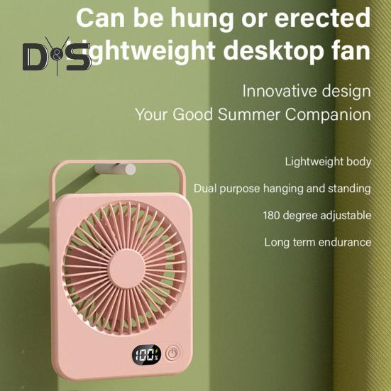 Portable Desk Fan Rechargeable 1200mAh Battery Operated Standing Fan with Digital Display Ultra-Quiet Foldable Desktop Fan 5 Speeds Adjustable