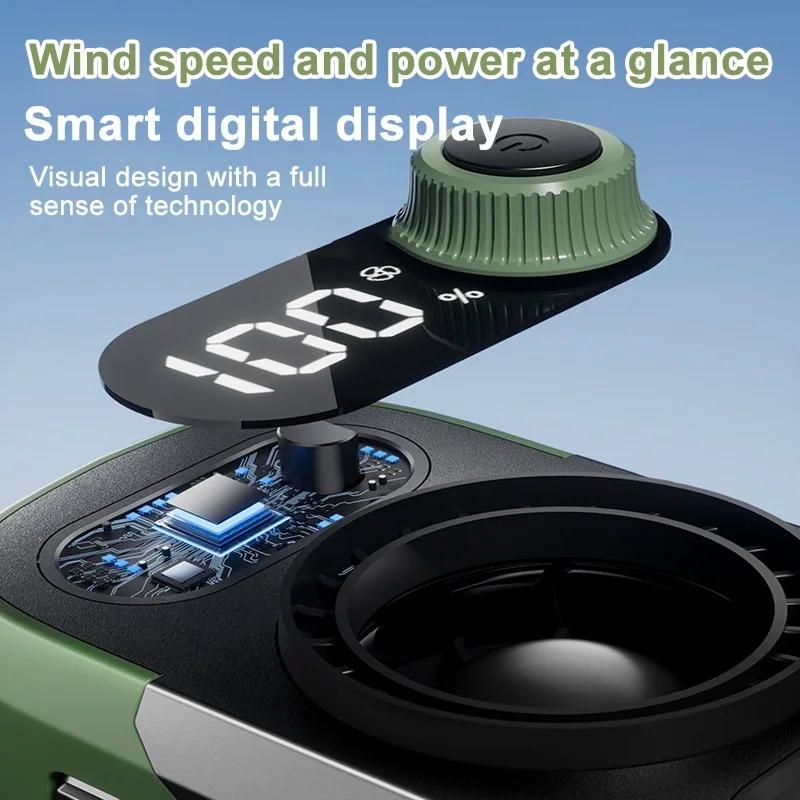 Portable Waist Fan with Power Bank 13500RPM High-Speed Motor LED Display USB Rechargeable For Outdoor Work