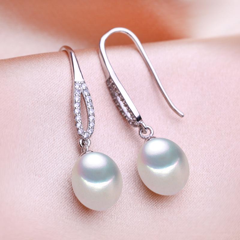 seniko 8-9mm naturalne perły słodkowodne kolczyki moda cyrkonia klipsy kolczyki dla kobiet dziewczyna prezent długie kolczyki