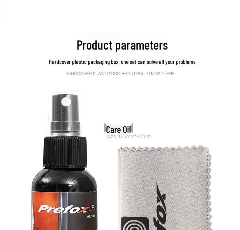 Prefox Instrument Care Set: Guitar Cleaner, Piano Maintenance Wax, String Oil.