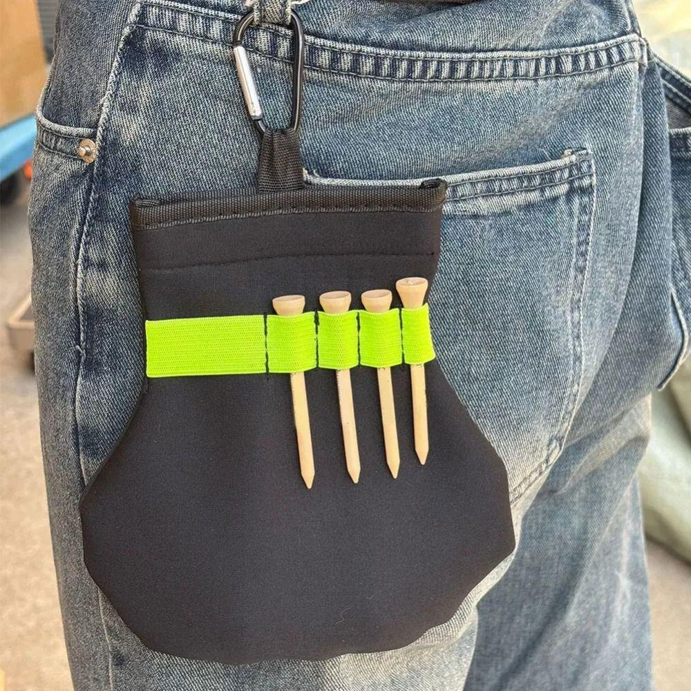Portable Golf Ball Tee Holder With Metal Clip Golf Stud Pocket Golf Tee Bag  For Golfers