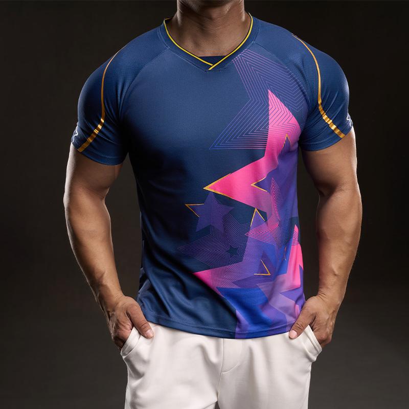 897857A Summer American Style Casual Short-sleeved T-shirt Fashion Sports Slim Elastic Fitness Outdoor