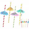 50 Pcs Hawaiian Paper Umbrella Straws for Party Decorations