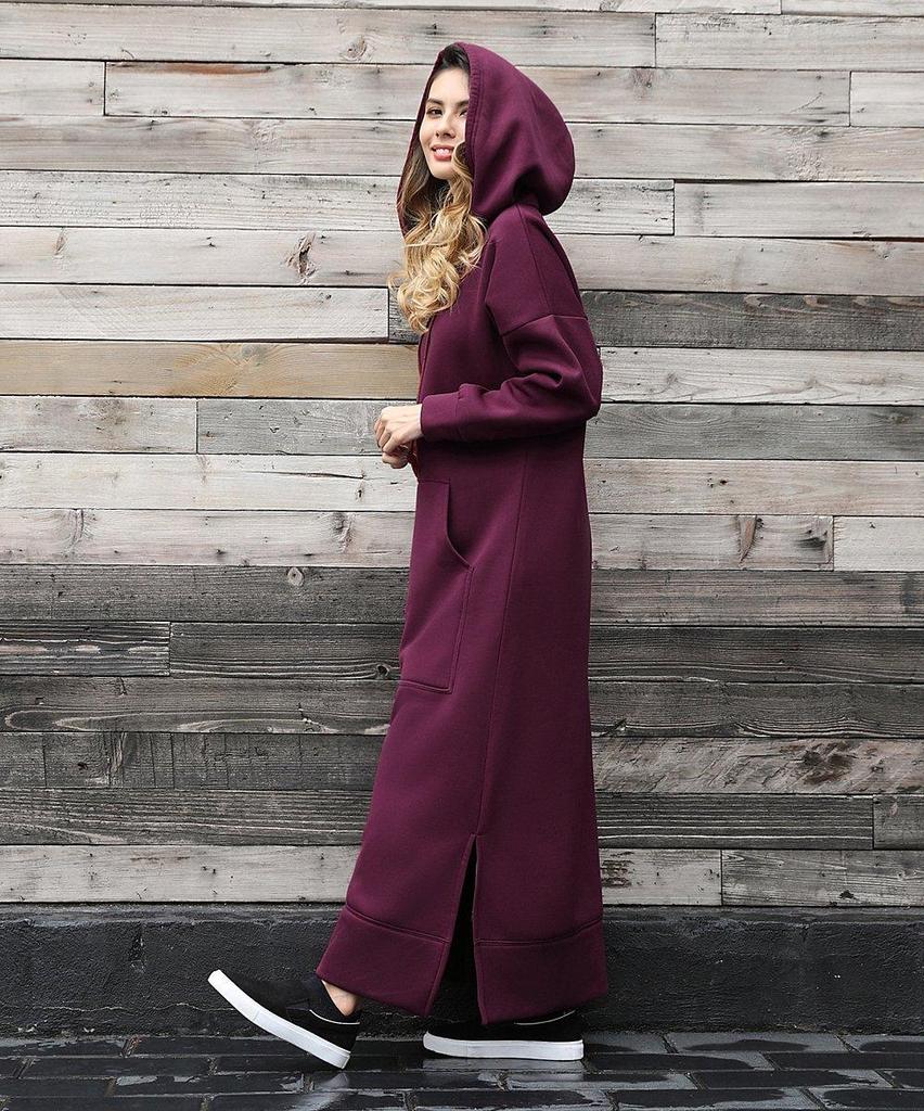 New Plus Size Knitted Hooded Fleece Dress with Pockets - Autumn/Winter Casual Fashion