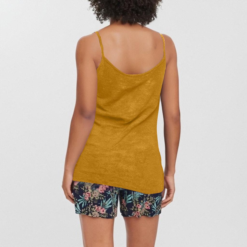 Camisole en coton et lin de couleur unie pour femme, haut ample sans manches, polyvalent