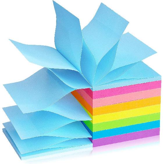 Pop Up Sticky Notes 3x3 inch, 8 Bright Multi Colors,Accordion Self-Stick Notes, Purple Sticky Notes 8 Pads 80 Sheet/Pad 8 Bright Colors
