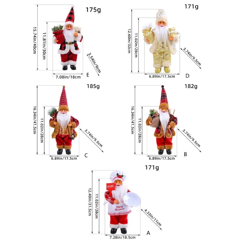 Multipurpose Holiday Ornament with Stylish Santa Doll Vibranting Fabric Christmas Collectible Figurines Daily Use