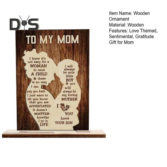 Mother's Day Wooden Ornament Gift for Mom from Daughter/Son Desk Decor Standing Sign Birthday Gratitude Gift for Mom