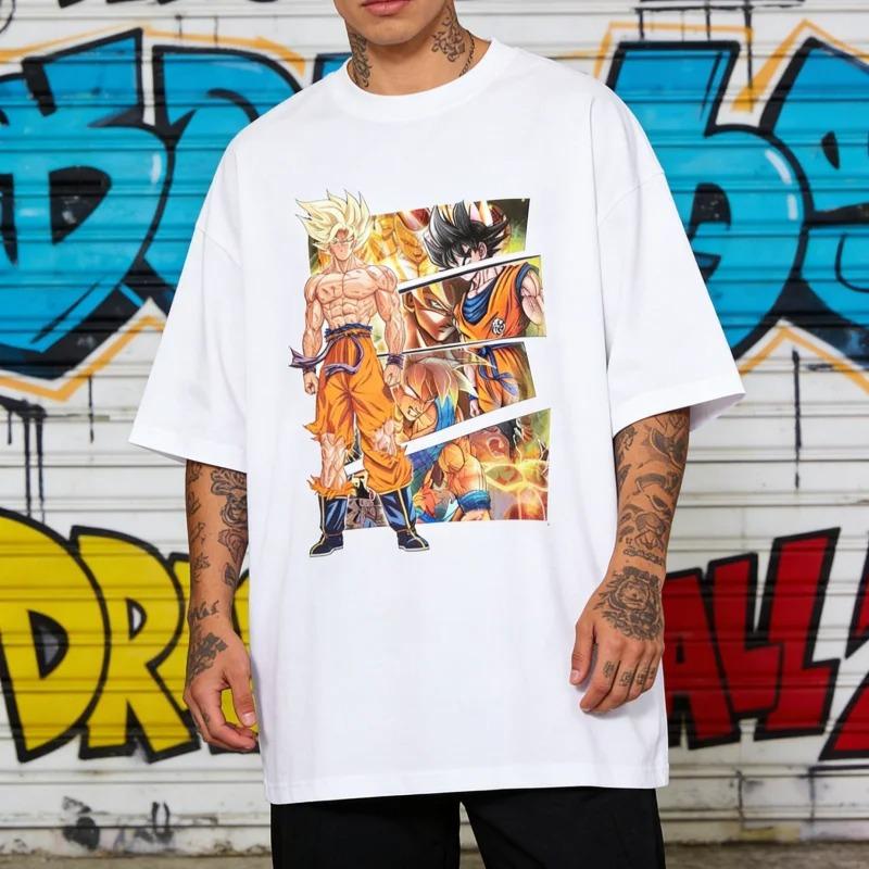 Anime Dragon Ball Z Goku Super Saiyan Manga Style Graphic Print T-shirt Men Women Streetwear Harajuku Fashion Cotton Casual Oversized Summer New Tee