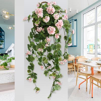 Artificial Hanging Flowers Begonia Silk Flowers Hanging Plants Artificial Geranium Flowers for Outdoor Indoor Patio Garden Decor