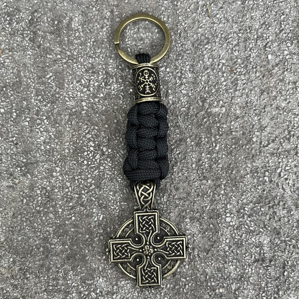 Nostalgia Norse Viking Irish Knot Cross Shield Druid Amulet Trinity Runes Beads Keychain Paracord Accessories