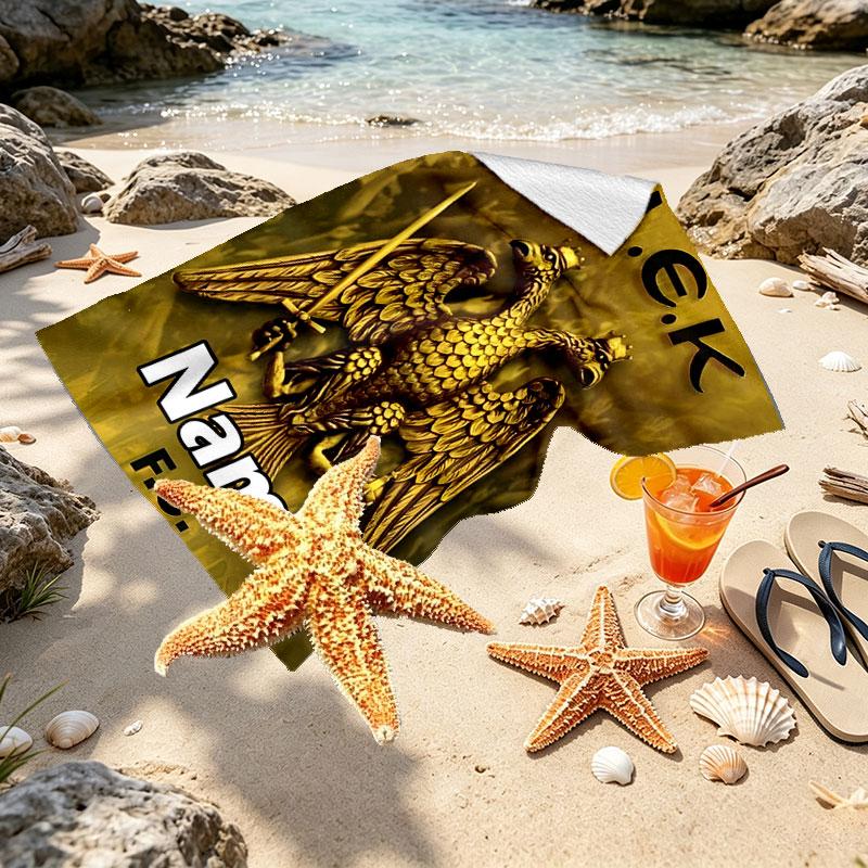 Custom Name Personalized AEK Athens FC Print Beach Towel, for Trip Camping Beach Party Home Decor, Birthday Gift for Family & Friends
