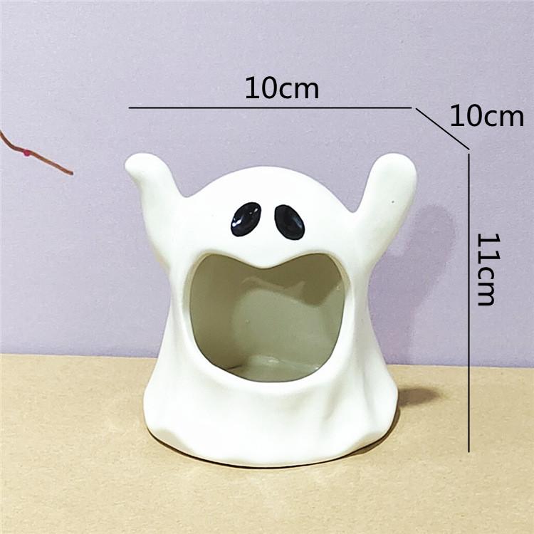 Creative Cute Ceramic Flower Pot Vase Halloween Ghost Candle Holder Handicraft Ornaments Home Decoration Plant Accessories