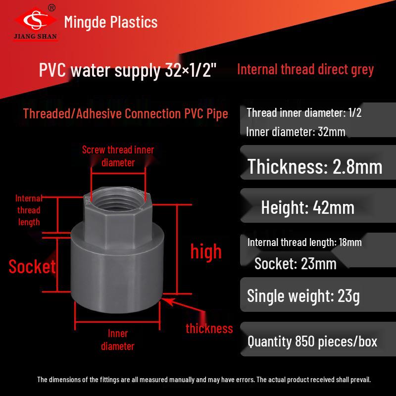 PVC Female Threaded Coupling for Water Pipes - All-Plastic Joint Fittings Accessories