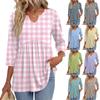 Women's Casual Floral Print V-Neck Three-Quarter Sleeve Blouse for Spring and Summer
