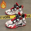 Children's basketball shoes winter new velvet large cotton thermal sneakers medium and older children's button leather sneakers running shoes