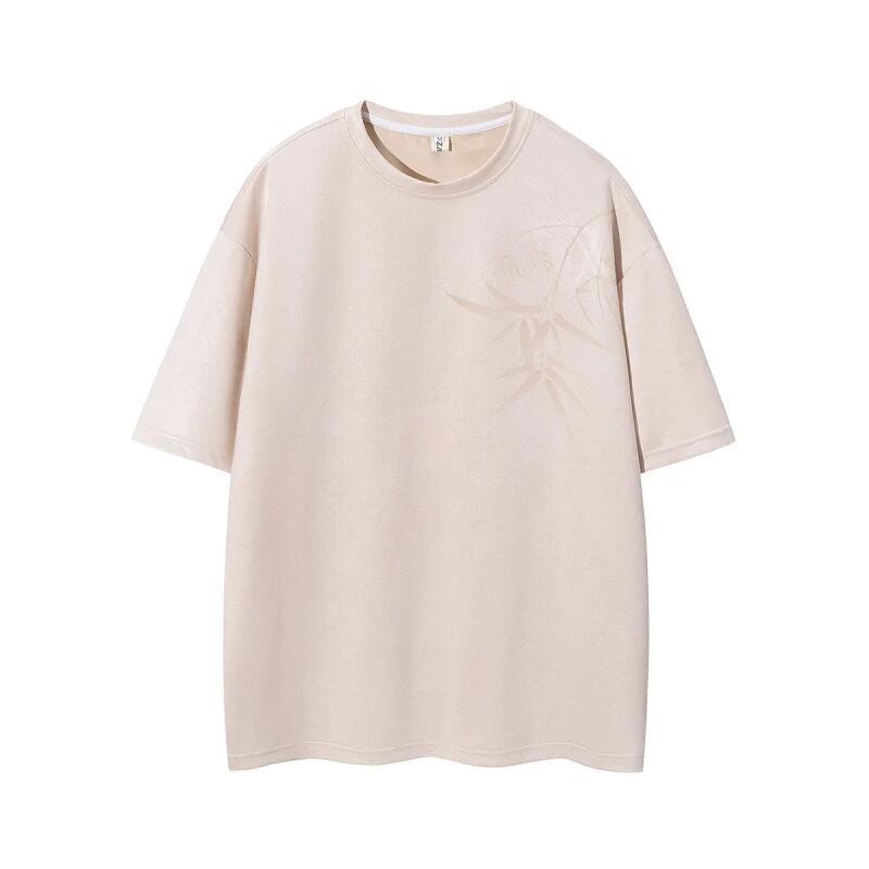 2026 Summer Men Bamboo Print T Shirts Chinese Style Hanfu Tops Tees Fashion Men Casual T-Shirt Male Loose Breathable Pullover