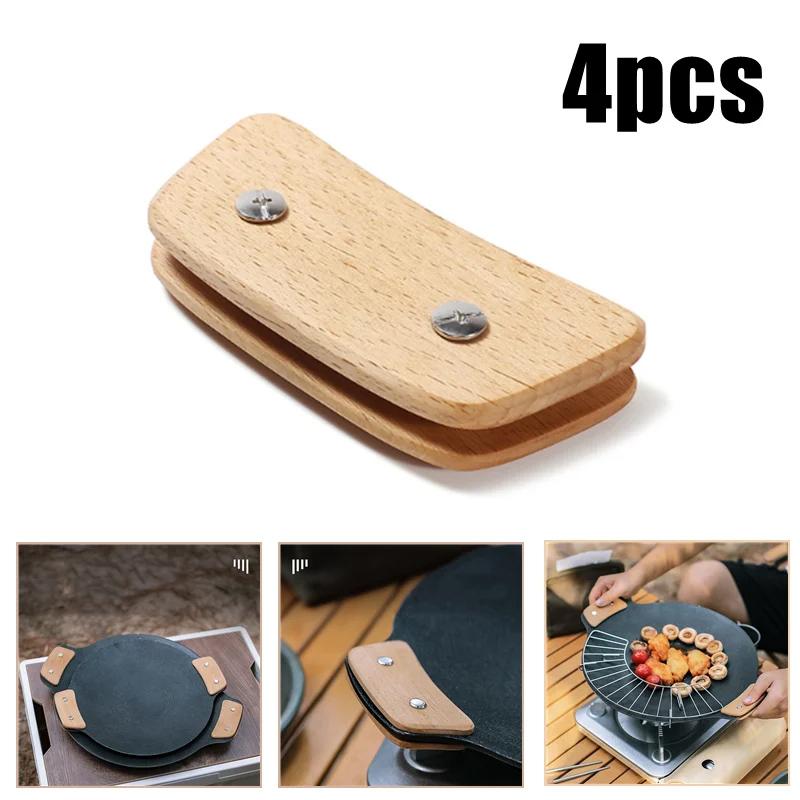 Wooden BBQ Pan Handle Anti Scald Heat Resistant Insulated Grip Replacement For Sauce Grill Pan Griddle Outdoor Camping