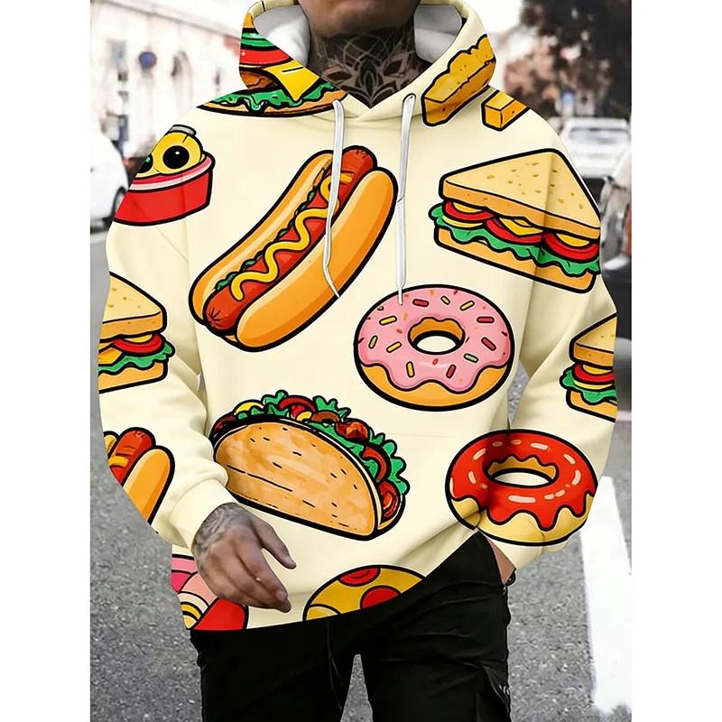 Fashion Versatile Men's Food Printed Hoodie Casual Comfort Hoodies Sweatshirts Men’s