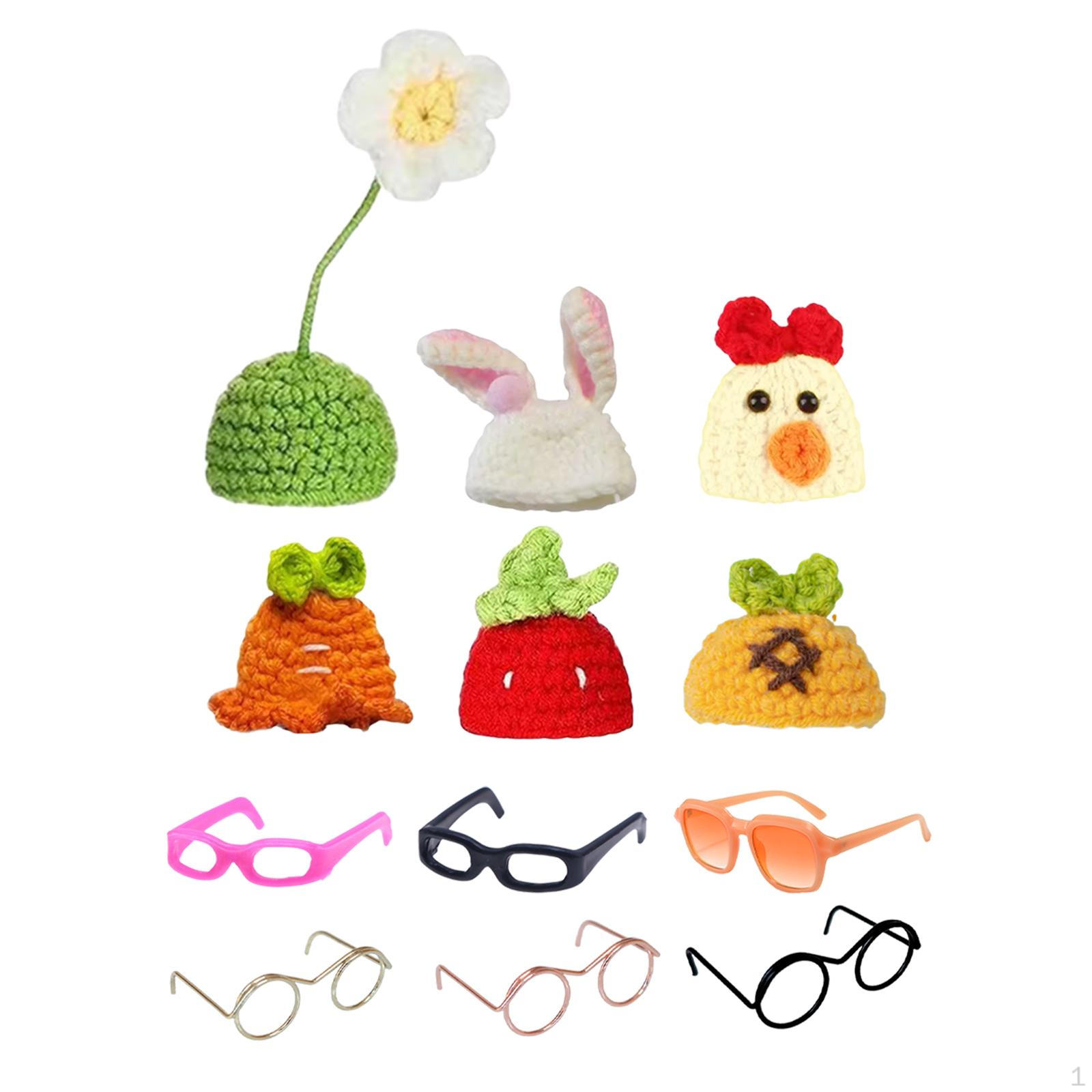 

Мини вязаные шапочки с набором солнцезащитных очков Одежда для маленькой статуэтки Коллекционный маскарадный костюм