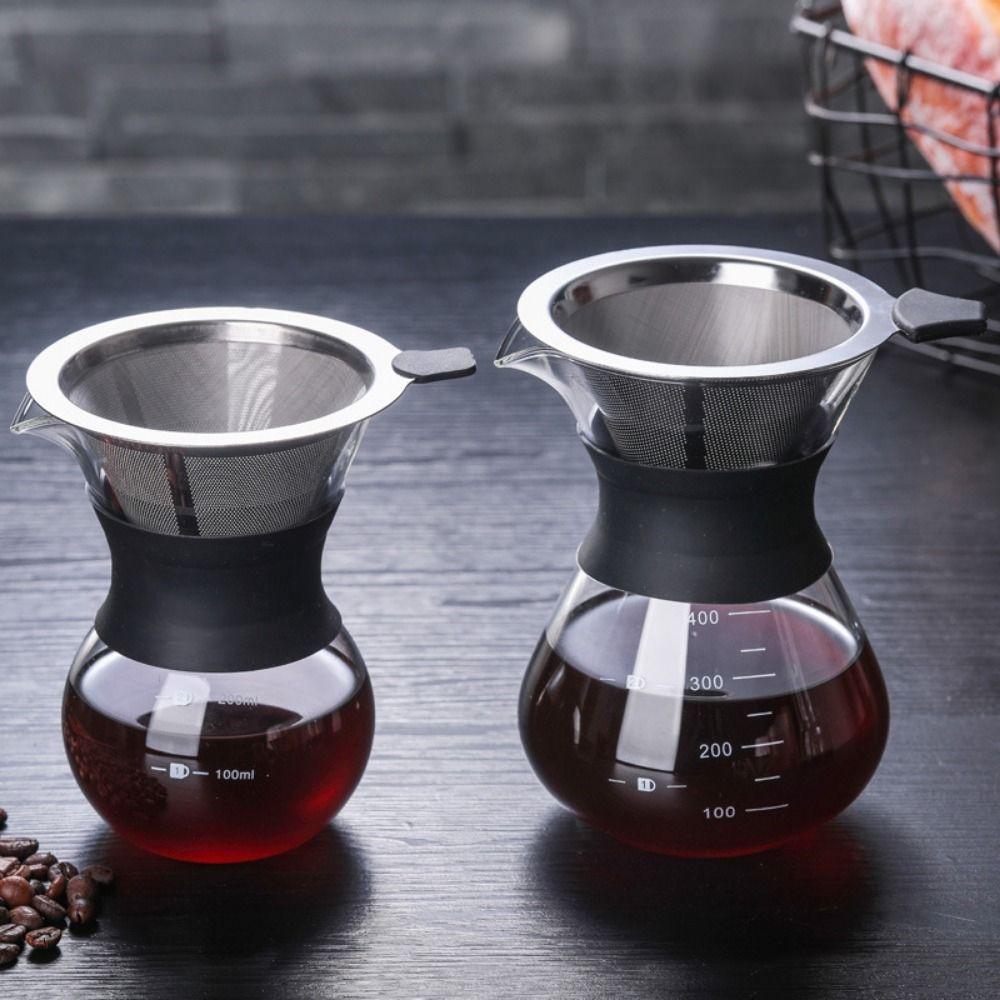Edelstahl Drip Kaffee Brewer Tragbare Glas Karaffe Topf Übergießen Kaffee Maker Wandern