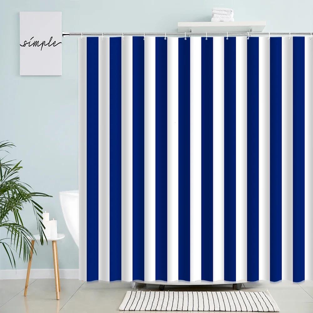 Black And White Striped Shower Curtain Creative Design Geometric Bath Curtains Modern Minimalist Fabric Bathroom Decor Set Hooks