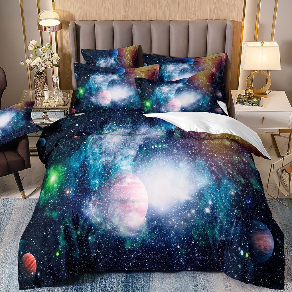 Space Star Bettwäsche-Set Dreiteilig 3D Digitaldruck Bettbezug