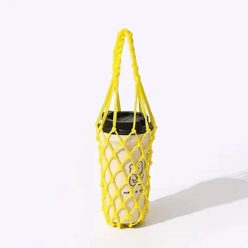 1pc Hand-Woven Net Bag Water Cup Drink Coffee Portable Bag Reusable Hand-Held Water Kettle Bag Bag Decorative Net Bag Storage