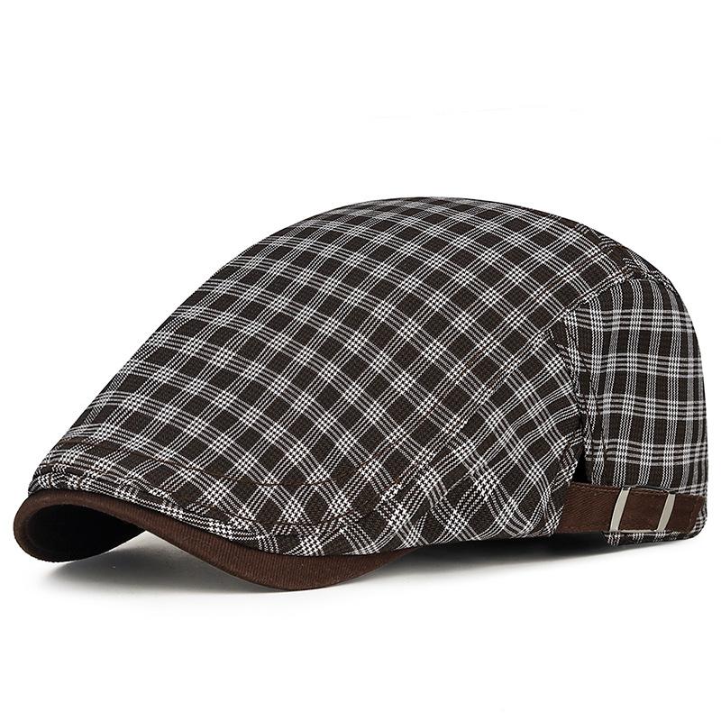 Spring Summer Solid Color Plaid Newsboy Caps Flat Peaked Cap Men and Women Painter Beret Hats