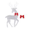 Christmas Light Up Reindeer Decoration Outdoor Lighted Deer Family with Bow 2D Waterproof Metal Reindeer for Yard Patio Lawn Garden Party Decor