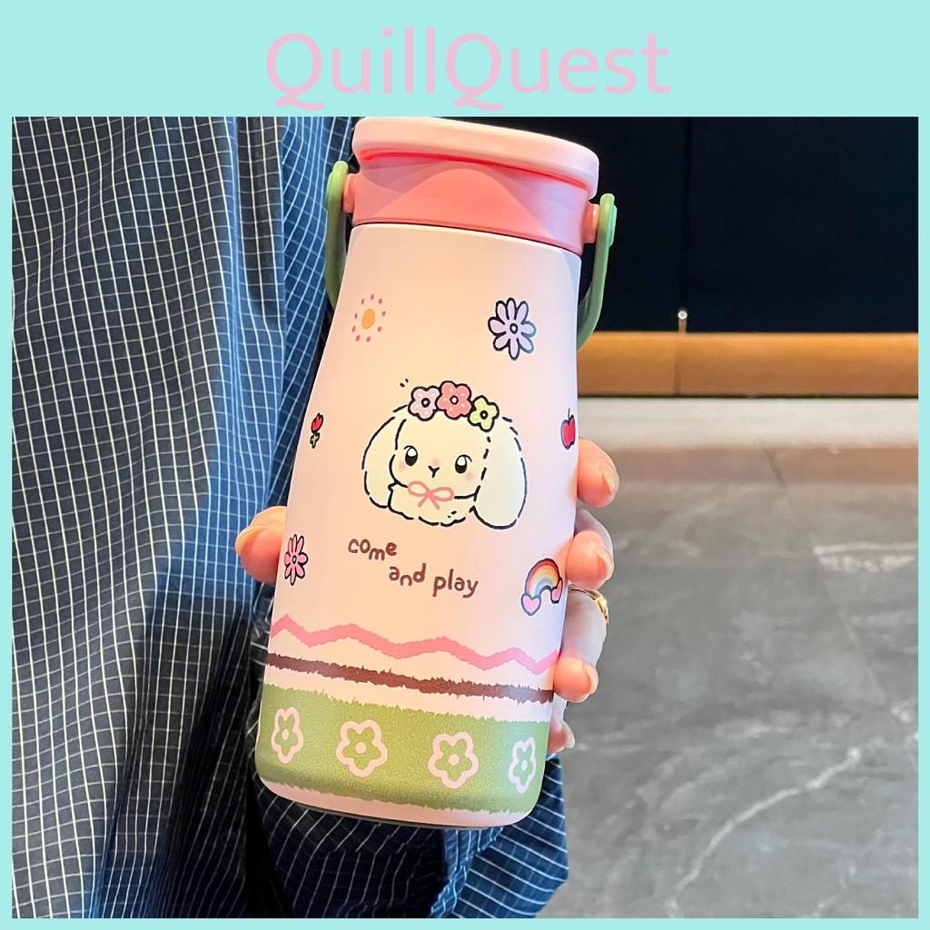 Letter Dog Cartoon Pattern Insulated Mug Portable Cup For Students And Commuters