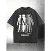 European Sizes Men's Washed T-Shirt with "DISSOCIATE" Dissociative Portrait Design - Loose Fit Vintage Distressed Style, Summer Round Neck Tee