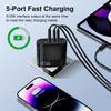 Mark 45W Multi-Port Charger: 2 USB + 3 Type-C, EU/US/UK Plug for Mobile Phones