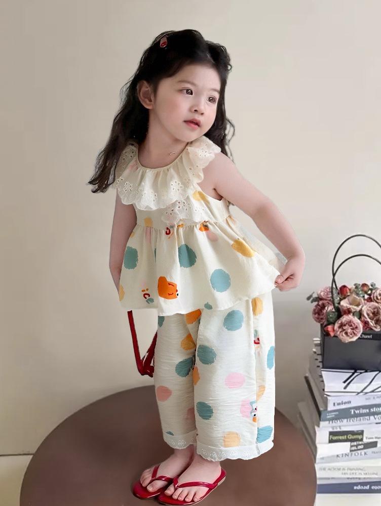 New Girls' Cartoon Sleeveless Summer Skirt Set – Cute & Breathable Two-Piece Outfit