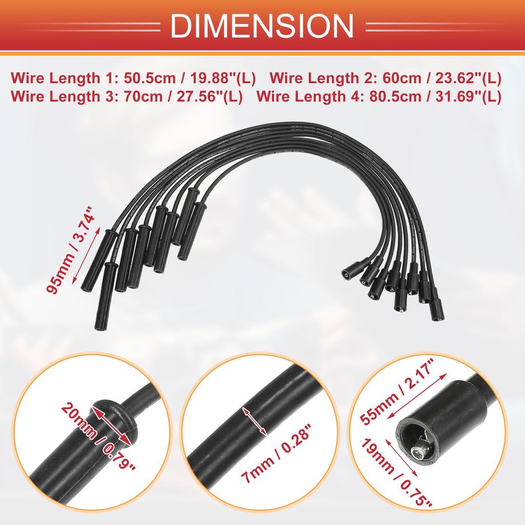 UXCELL 8 Pcs Spark Plug Wire Ignition Coil Cable for Ford F-150 F-250 F-350 Super Duty