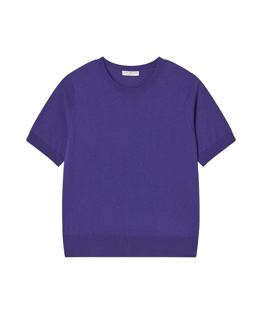 JE NE SAIS QUOI [Essential] Cashmere Light Short Sleeve Crew Neck_Violet