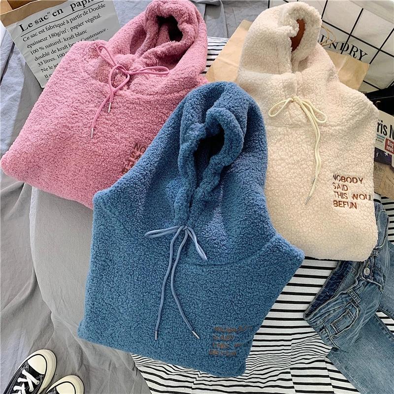 Plush Loose Casual Long Winter Sleeve Soft Sweatshirt Tops Women Autumn Pullover Clothing