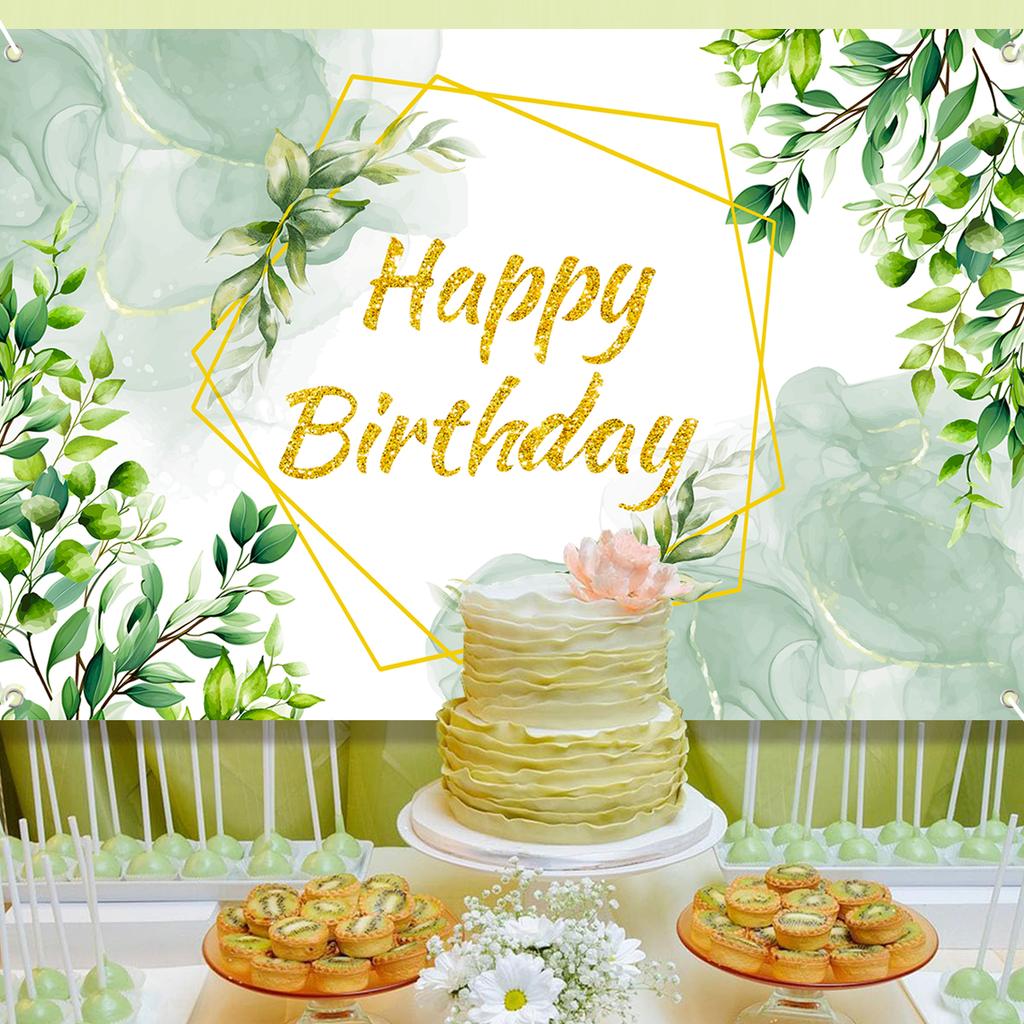 Folhas de Eucalipto Verde Aniversário Poliéster Fundo Decoração de Festa de Aniversário Infantil Casamento Suprimentos para Festa de Aniversário Chá de Bebê