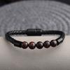 High Quality Leather Bracelet Lava Chakra Stone Beads Black Tiger Eye Bracelets Magnetic Buckle Bangles Braid Rope Chain for Men
