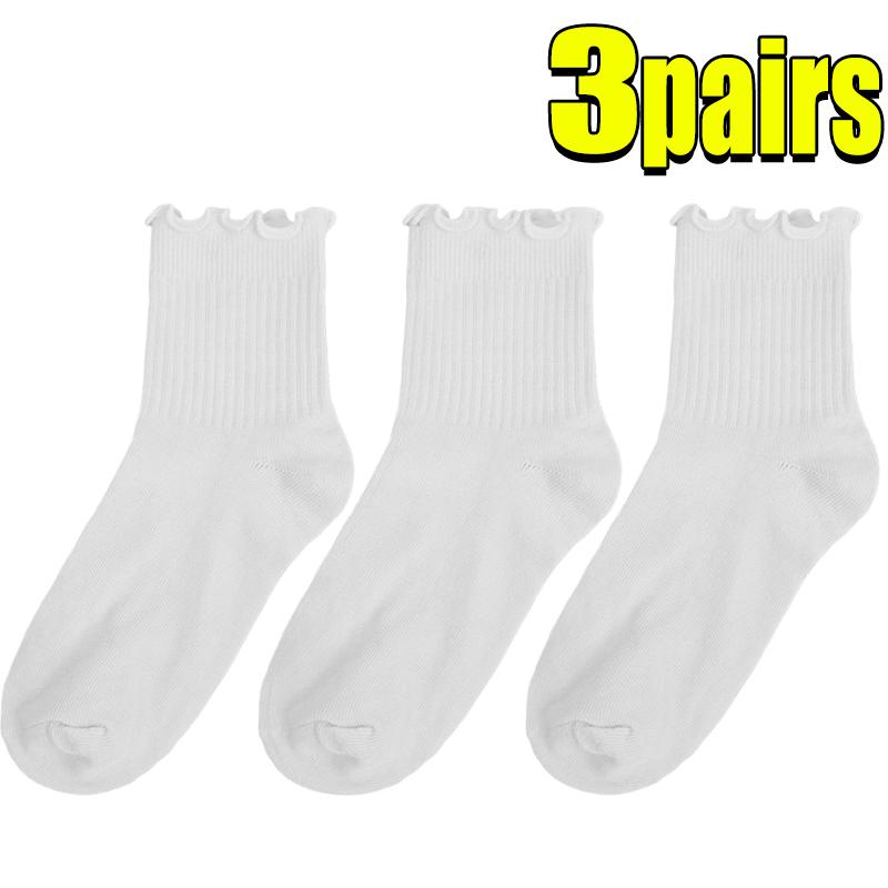 2-20pcs Women Spring and Autumn Stocking Pure Cotton Edge Stacked Socks Ins Trendy White Non Legging Sweating Socks
